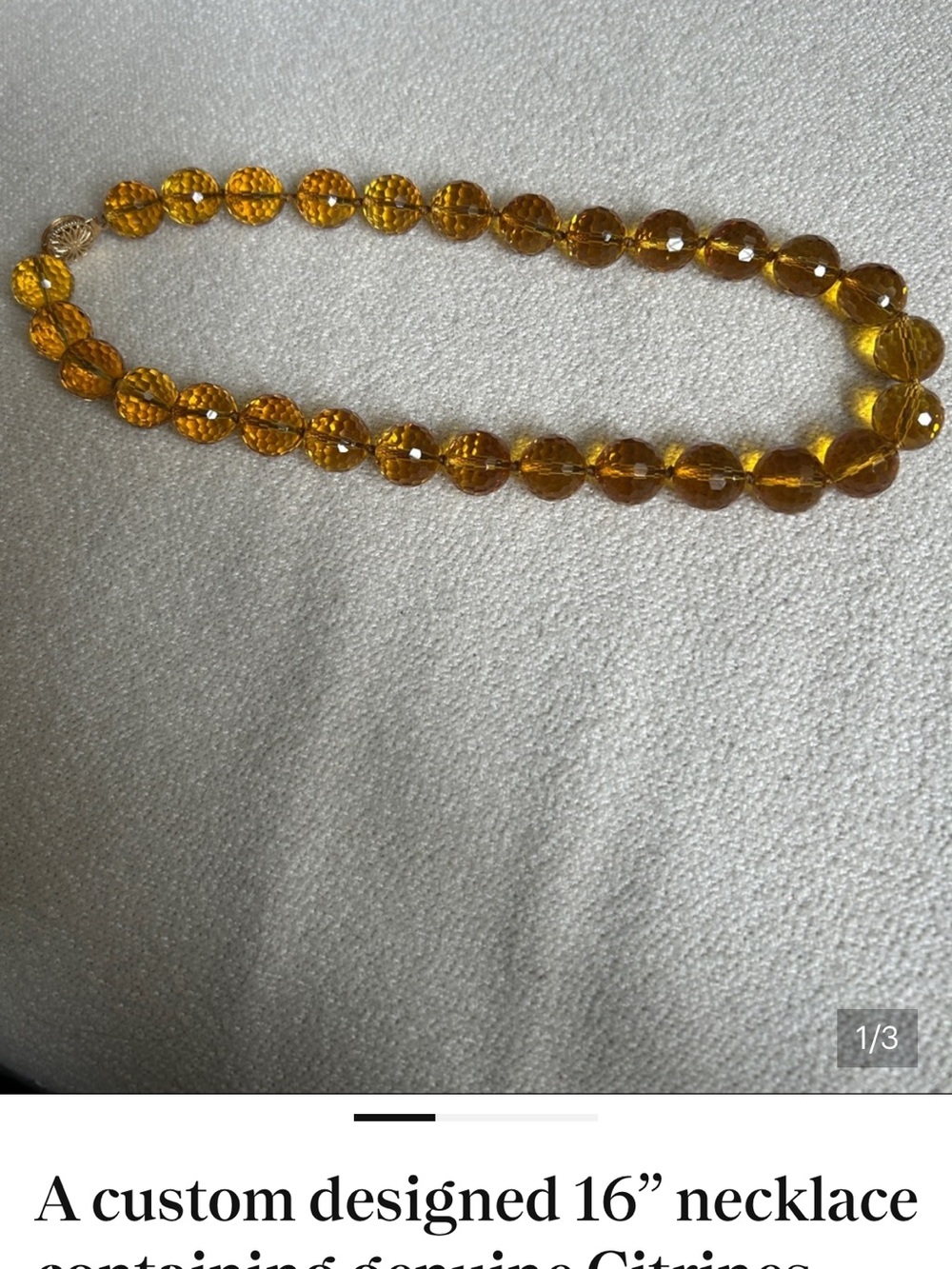 Amber Yellow Faceted Citrine Bead Necklace - Women Jewelry- 14kt gold